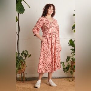 Emily and Fin Amelia Dress Wild Poppy cream red size S NWT